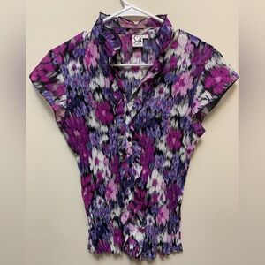 SASH Semi-sheer Acordian Style Top